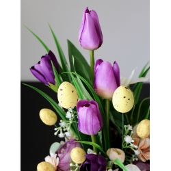 STROIK WIOSNA Ceramiczny BIAŁY ZAJĄC z kwiatami odc. FIOLET BIEL